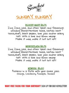 Sanchos Sunday Brunch Drinks