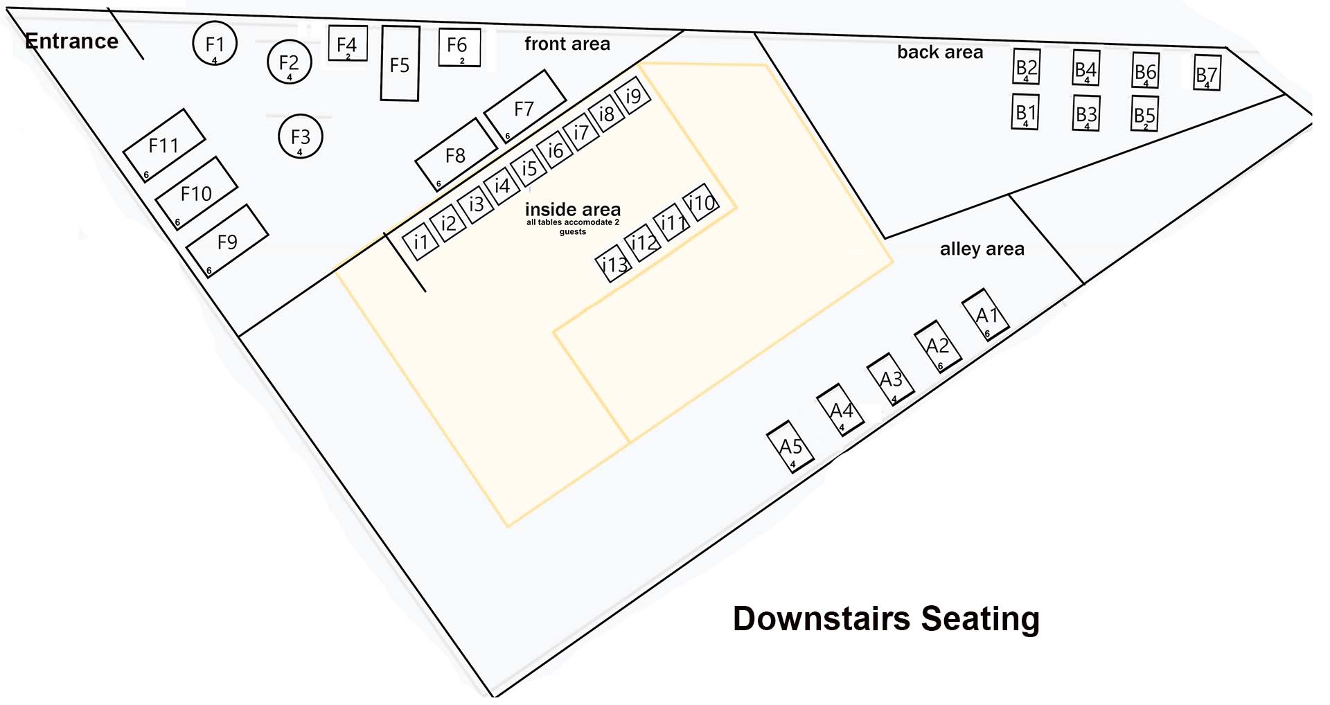 2022 Lower Floor w table count Lower level seating plan